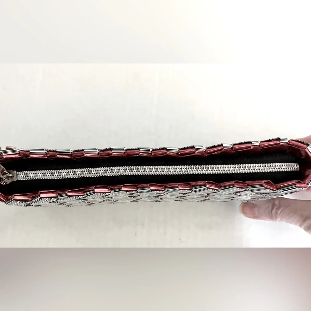 Nahui Ollio Bar Code Candy Gum Wrapper Clutch Wristlet Black/White Red Interior